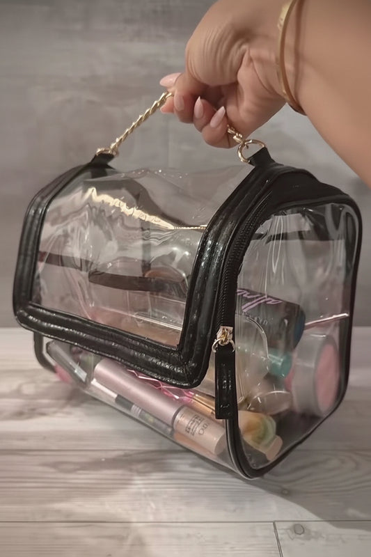 Clear Cosmetic Bag with Gold Chain