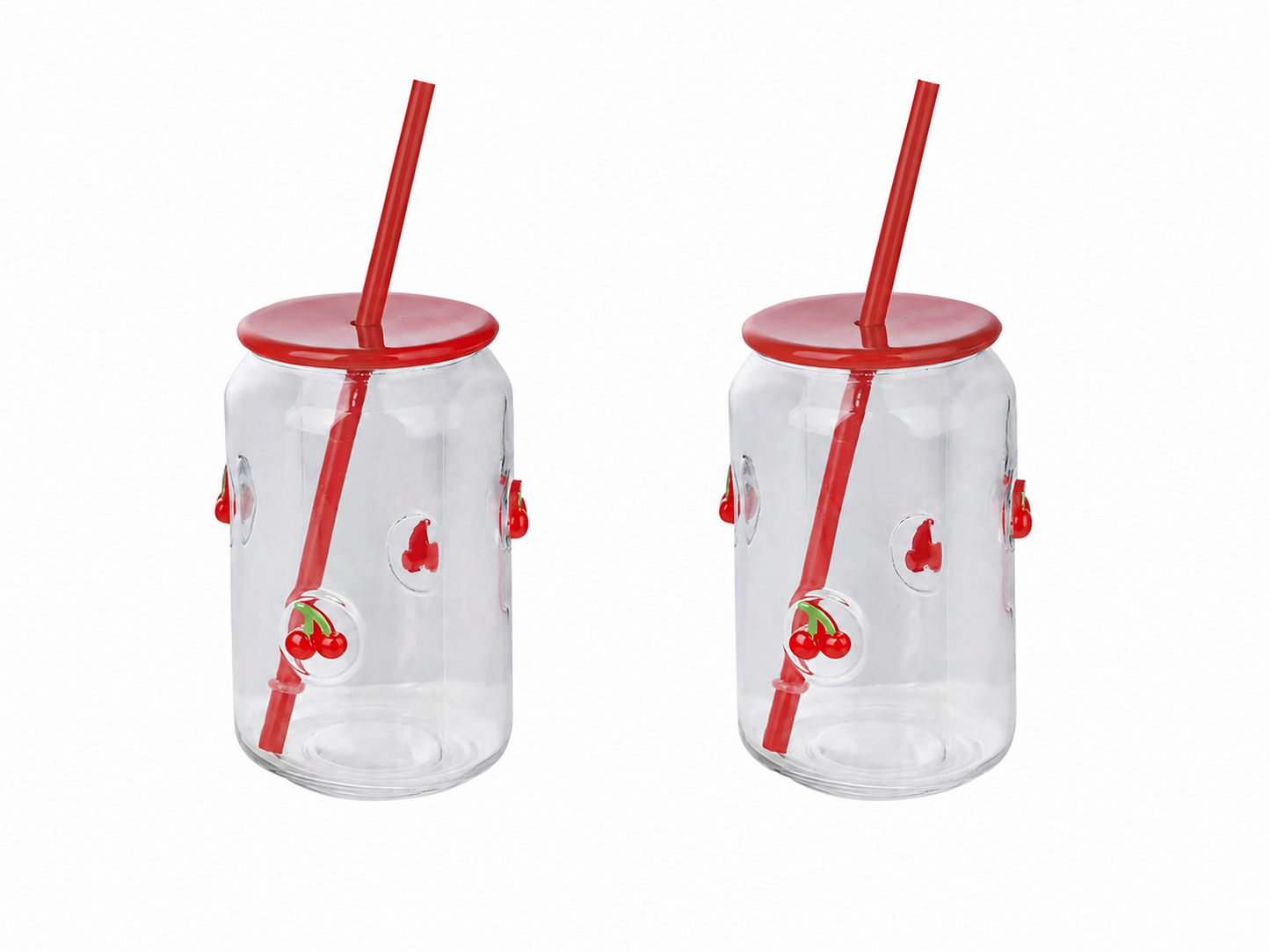 Glass Tumblers 2pk Set with lid + straw