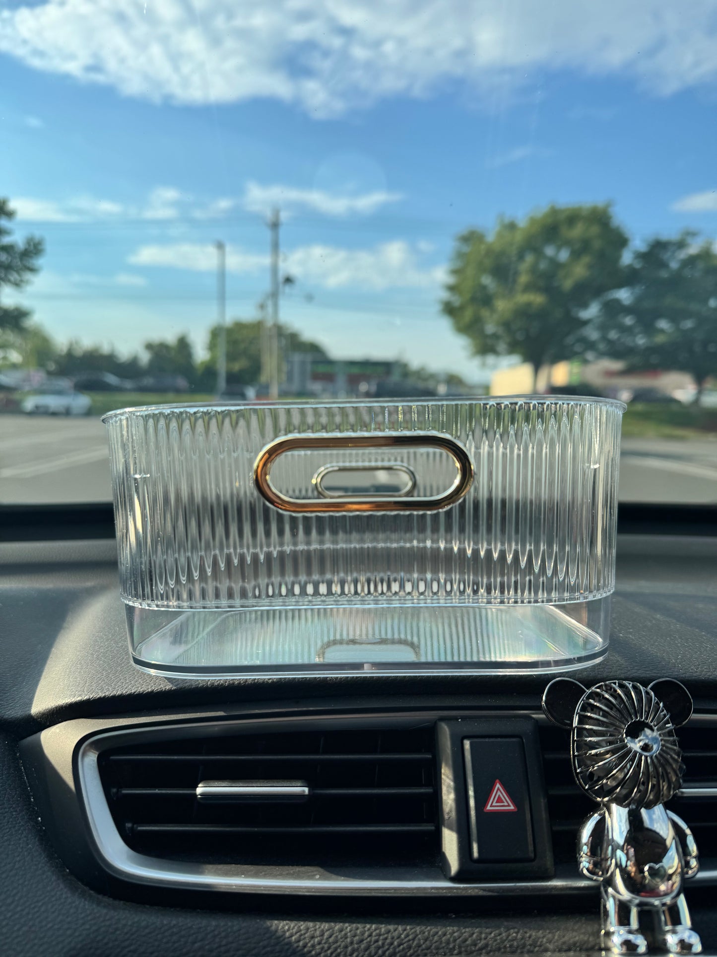 Clear Bin with Gold trim handles